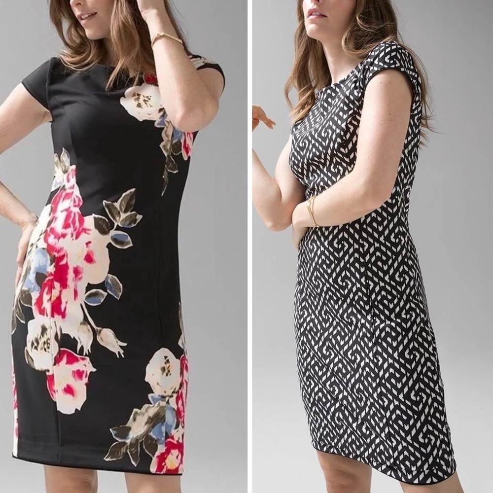 WHBM REVERSIBLE CAP SLEEVE SCUBA DRESS
